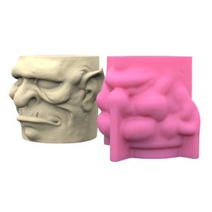 3D Nouveauté Facile à Grain Fin Yeux Fermés Diable Forme DIY Silicone Béton Résine Plâtre Pot Vase Moule - Product Image 4