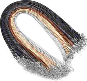 100 Pieces 20 Inch Waxed PU Cord Bulk Wholesale <b>Plastic</b> <b>Hook</b> Clasp Assorted Colors Waterproof Charms Bracelets Yongxiang Brand - Product Image 1
