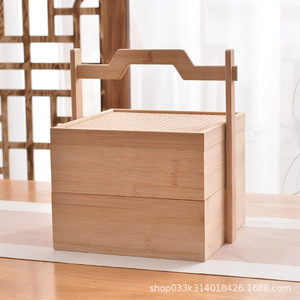 Caja de almacenamiento de bambú con cajones, organizador portátil para juego de té, caja de regalo rectangular de color madera natural para uso en el hogar y la oficina - Product Image 2