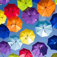 Parapluie droit coloré YB, motif artistique, pour décoration de rue suspendue lors de fêtes