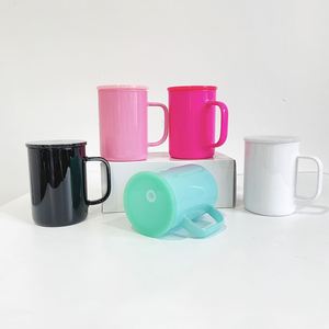 Custom LogoSublimation Glass Solid Colorful 17Oz Coffee <b>Beer</b> Mug With Handle and Plastic Lid - Product Image 1