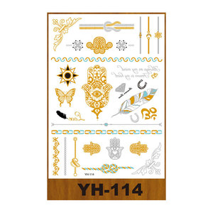 Adesivi per Tatuaggi Temporanei Impermeabili Metallizzati Oro e Argento Design alla Moda Tatuaggi Temporanei Henna per Donne - Product Image 3