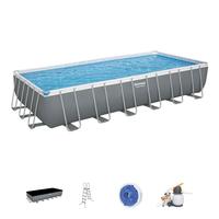 Bestway 56475 Power Steel 7.32 m x 3.66 m x 1.32 m Haute Qualité Famille Extérieur Rectangle Cadre en Acier Piscine Hors Sol