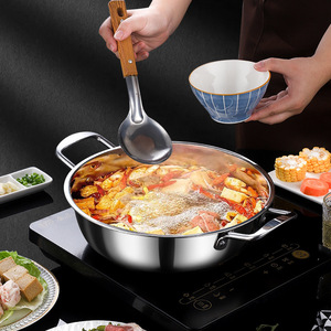Stainless Steel Soup Pot 53453 Large Capacity Induction Safe Hot Pot Household Commercial Use Clear Broth Pot - Product Image 1