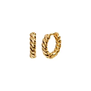 Gold Plated Traditional Screw Earring 14ミリメートルStatement Hoop