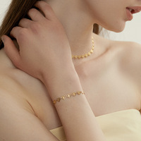 Parure de bijoux fantaisie de luxe étanche en acier inoxydable plaqué or 18 carats avec collier et bracelet en forme de cœur pour femme, vente en gros