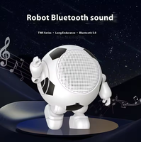 Speaker Robot Portabel 3W Tahan Air Plastik Fungsi Jam AirPlay Bertenaga Baterai Hadiah Kreatif untuk Ponsel