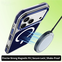 Étui de protection magnétique pour téléphone avec coque transparente antichoc en acrylique pour iPhone 17 16 15 Pro Max compatible avec la recharge sans fil