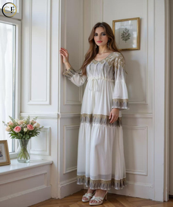 Elegante stile marocchino Moden cotone Abaya abito da lavoro Design personalizzato per i musulmani traspirante Hijab comodo per i <span class=keywords><strong>fedeli</strong></span> - Product Image 2