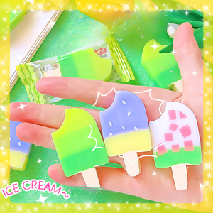 Gomme en forme de crème glacée à la pêche, essuyez, moins de miettes gomme à popsicle dessin animé mignon élèves du primaire papeterie créative - Product Image 2