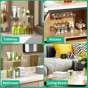 Estante <span class=keywords><strong>de</strong></span> Almacenamiento Esquinero Acrílico <span class=keywords><strong>de</strong></span> 2 Niveles, Organizador <span class=keywords><strong>de</strong></span> Baño, Soporte para Maquillaje y Perfumes, Gran Venta - Product Image 5