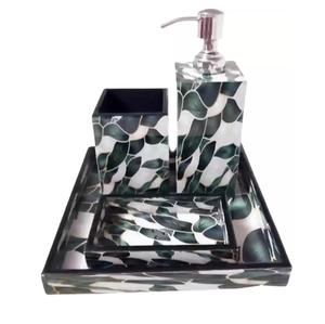 Juego de baño de resina de primera calidad con dispensador de jabón, vaso y bandeja para uso doméstico y hotelero a un precio asequible. - Product Image 1