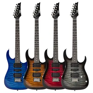 Guitarra eléctrica ZLG de 6 cuerdas, color marrón, arce acolchado, precio competitivo, alta calidad, OEM, guitarra eléctrica de 39 pulgadas