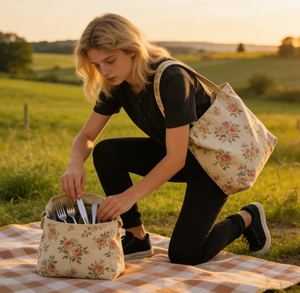 Sacs en toile esthétiques et mignons, grands sacs à bandoulière en coton, sacs de sport, sacs de voyage, sacs de travail, grands sacs réutilisables, durables, sacs de plage pour femmes avec fermeture éclair - Product Image 1