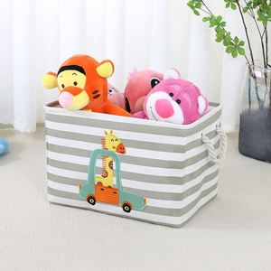 Caja de Almacenamiento de Juguetes para Niños, Cesta Organizadora de Ropa para Dormitorio, de Lona con Bordado de Dibujos Animados, para Muñecas de Peluche - Product Image 5