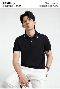 Disponibile Cotone Pettinato Lavorato a Maglia 200g Classe 7A, Traspirante e Antimicrobico, Unisex per Camicie con <span class=keywords><strong>Colletto</strong></span> a Righe Stile Francese per Uomo e Donna - Product Image 2