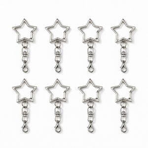 Pendentif de voiture en alliage métallique coloré en forme d'étoile, directement de l'usine, cadeau pour femme, porte-clés léger avec fermoir à pression, breloque de sac - Product Image 2