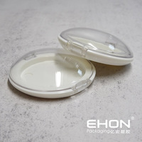 Boîtier rond vide en plastique pour poudre compacte, couvercle transparent, logo personnalisé, conteneur cosmétique pour fard à joues et maquillage