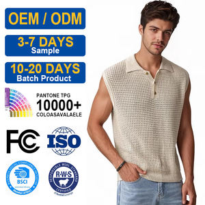 Pull sans manches tricoté pour <span class=keywords><strong>homme</strong></span> OEM/ODM, col retroussé, <span class=keywords><strong>en</strong></span> nylon/coton, anti-accroc, respirant et tendance - Product Image 1