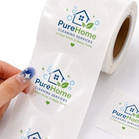 Rouleau d'étiquettes transparentes brillantes en PVC durable, personnalisées, avec logo imprimé sur mesure, imperméables et autocollantes, vente en gros