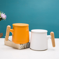 Tasse à thé en céramique personnalisée avec poignée en bois de style japonais, cadeau promotionnel, avec filtre et couvercle en céramique