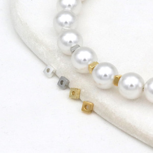 Pure <b>copper</b> plated with 18K real gold and silver loose beads, small square spacers, DIY <b>bracelet</b> and necklace beading and - Product Image 3