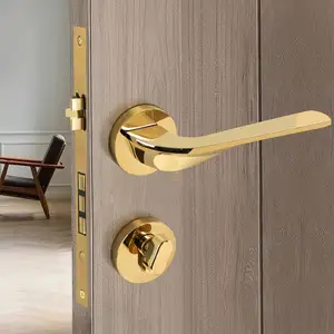 Set di serrature per porte in ottone dorato rosa con serratura meccanica silenziosa per interni di lusso moderno