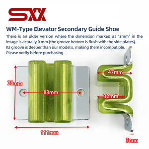 Patins de guidage de contrepoids d'ascenseur pour rails creux Mitsubishi 10mm 16mm - Tête de guidage de type W / type M avec douille - Product Image 4