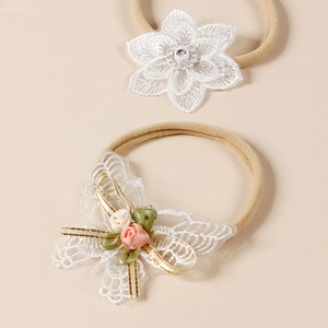 رباط رأس للفتيات الصغيرات دانتيل أبيض ناعم رابطة شعر ناعمة ناعمة بدون خياطة لحديثي الولادة أغطية رأس للأطفال إكسسوارات شعر للأطفال - Product Image 4
