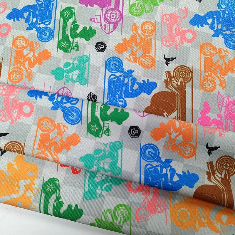 Desenho personalizado de desenho animado de animais fofos estampa digital elástica DIY tecido para brinquedos impressão decorativa tecido para roupas