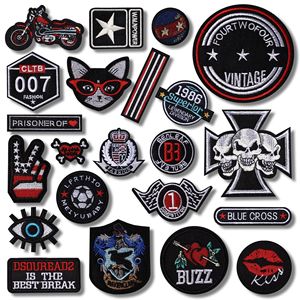 Personalizado de alta calidad Punk motocicleta Biker Rock Estilo negro coser en tela bordada etiqueta tejida parche para ropa Jeans chaqueta - Product Image 2