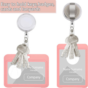Boucle transparente à ouverture facile avec clip dorsal, cordon rétractable semi-transparent pour badge d'infirmière, clip pour carte d'identité. - Product Image 3