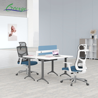 Poste de travail modulaire moderne pour 2, 4, 6 ou 8 personnes avec cloisons acoustiques pour plans de travail ouverts