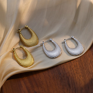 Geometric Cuff Earrings Titanium Steel U-Shaped Ear Cuffs For Women Casual Style Gold And Silver Tone - Product Image 1