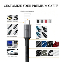 Câble de charge super rapide USB-A vers Type-C avec lumière LED respirante, en nylon tressé, coque métallique, synchronisation des données en cuivre pur, logo personnalisé