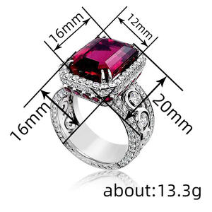 Anello in oro bianco con diamanti e rubini laterali, taglio rotondo brillante, diamanti naturali per gioielli da fidanzamento da donna - Product Image 4