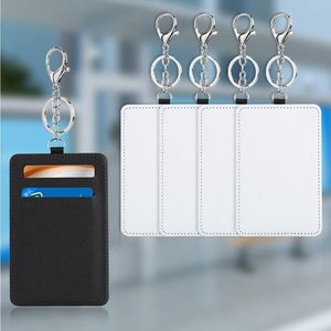 Porte-clés en cuir PU personnalisable par sublimation avec poche vierge pour cartes de visite - Product Image 6