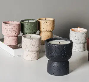 Handcrafted Home Decor Accent Empty Luxury Cement Jars Decorative Concrete Pots For Candle Home Plants Pot
