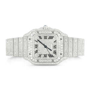 Reloj de Pulsera de Acero Inoxidable con Esfera Cuadrada de Cuarzo, Estilo Hip Hop, con Cristales, 41 mm, con Detalles de Diamantes, Joyería de Moda de Lujo Unisex, Proveedor Indio - Product Image 1