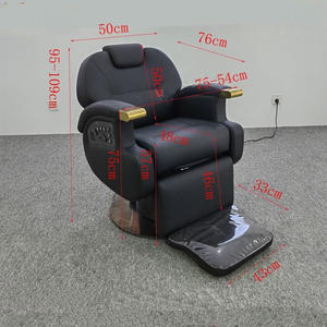 Chaise de salon de coiffure inclinable électrique de luxe Premium Heavy Duty Buteful Chaise de salon de coiffure vintage en cuir noir pour hommes avec <span class=keywords><strong>massage</strong></span> - Product Image 5