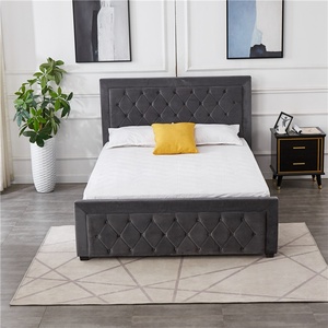 Base de <span class=keywords><strong>Cama</strong></span> Individual Moderna de Tela Gris con Base de Madera y Botones, Estilo Suave, <span class=keywords><strong>Buena</strong></span> <span class=keywords><strong>Calidad</strong></span> - Product Image 2