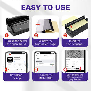 ชุดเครื่องพิมพ์ลายสักไร้สาย MHT-P8008 A4 บลูทูธ USB 203DPI แบบไม่ใช้หมึก รองรับแอพพลิเคชั่น พกพาสะดวก สำหรับช่างสักและสตูดิโอ - Product Image 4