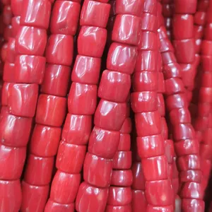 Wholesale Natural Loose Red Round Cylinder Column Coral Irregular Stone Beads For Necklace Bracelet Making