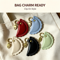 Llavero de Cuero PU con Forma de Dumpling, Colgante Portátil con Borde Ondulado para Decoración de Bolsos, Uso Diario, Regalo de Cumpleaños o Festividades