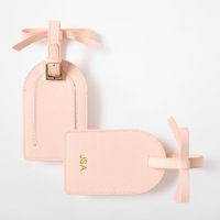 Étiquette de bagage en cuir PU tendance avec nœud papillon, plaque d'identification de voyage, plaque d'information d'embarquement, identificateur anti-perte, étiquette de rangement pour bagages