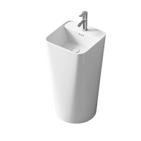 Lavabos sur pied en céramique au design moderne, carrés, pour villa, appartement, hôtel, finition brillante, faciles à nettoyer, autonomes, garantie 5 ans