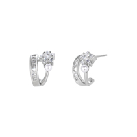 KAVNAR Boucles d'oreilles en laiton plaqué or blanc, argent 925, étoile CZ, perle élégante pour femme