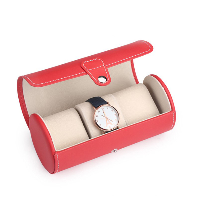 Custom 3 Slots Leather Watch Display Box Private logo PU Luxury Watch Box Multiple Color Watch Case
