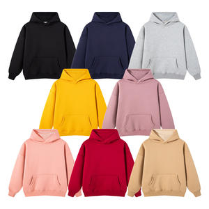 YGR8811Men's Winter Solid Fleece Hooded Sweater 600g Heavy Velvet Padded Loose Fit Pullover Hoodie - Product Image 1