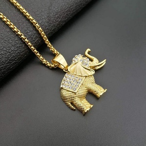Collar de Elefante con Diamantes, Chapado en Oro de 18K, de Acero Inoxidable, Estilo Cristiano, Clásico, Unisex, para Aniversario, Venta al Por Mayor - Product Image 4